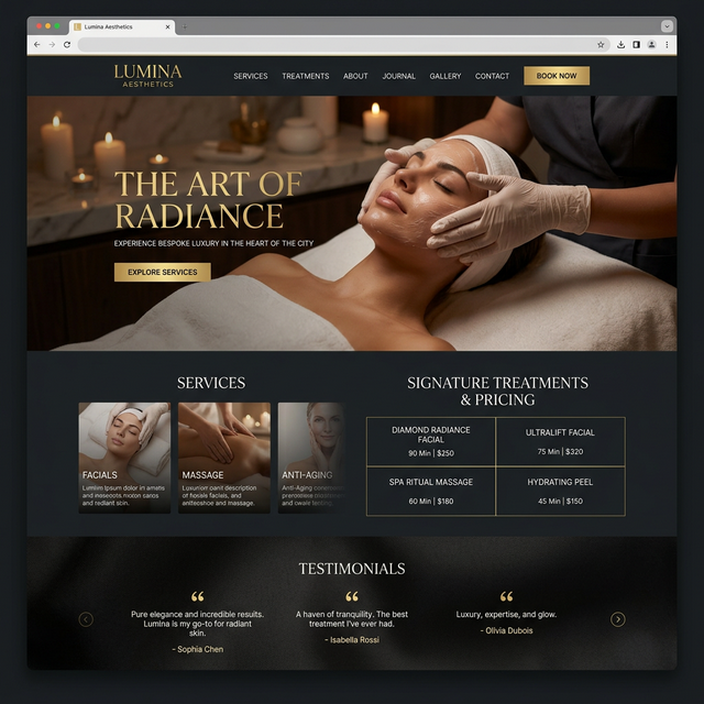 Beauty Salon — luxury spa homepage
